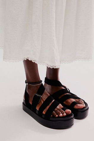 Getaway Footbed Sandals by Jeffrey Campbell at Free People in Black Suede, Size: US 8.5