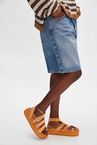 Getaway Footbed Sandals By Jeffrey Campbell At Free People In Light Tan Suede, Size: US 8