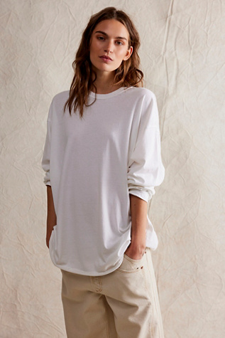 We The Free Ellen Long-Sleeve Tee at Free People in White, Size: S