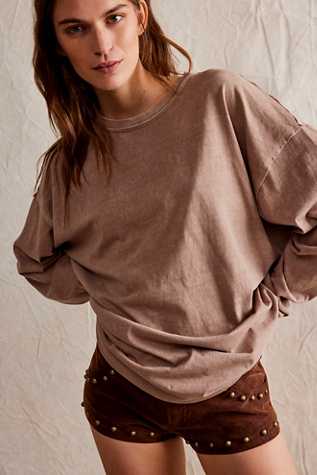 We The Free Ellen Long-Sleeve Tee at Free People in Mocha, Size: Small