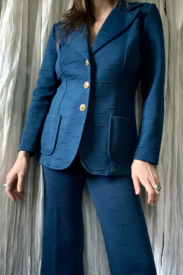 Vintage 1970s Navy Blue Women's Suit Set, 3 Piece Pantsuit, Kulat