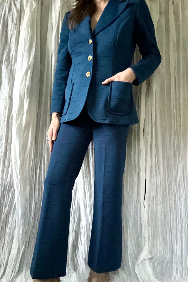 1970s Navy Blue Pant Suit Set Selected by Grievous Angel Vintage #1