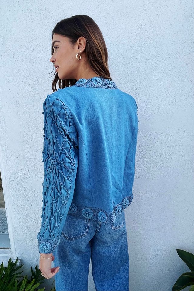 90s Textured Cotton Denim Jacket Selected by Madly Vintage #3