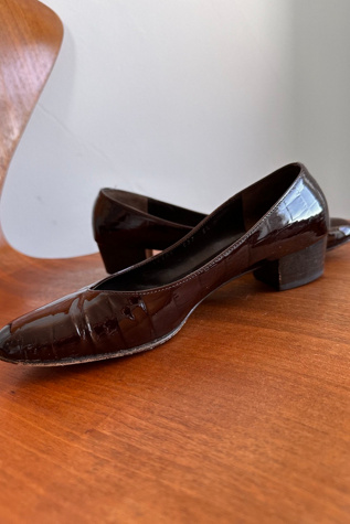 Vintage Croc Pattern Patent Leather Ferragamo Heel Selected by KA.TL.AK