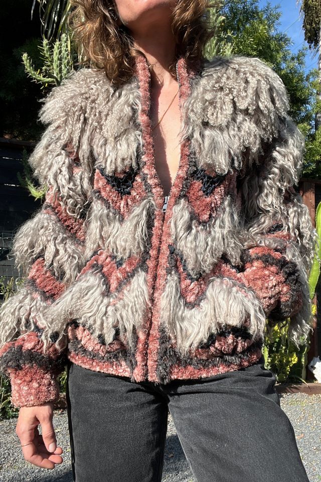 Vintage Long Haired Shearling Fiber Art Sweater Jacket Selected by Market Vintage #1