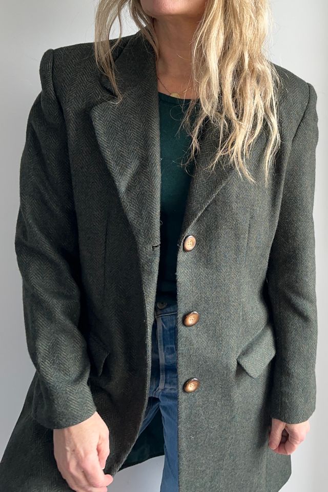 Vintage Green Tweed Midi Blazer Selected by KA.TL.AK #1