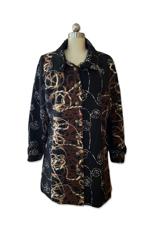 1990s Scribble Pattern Yarn Coat Selected By Ritual Vintage