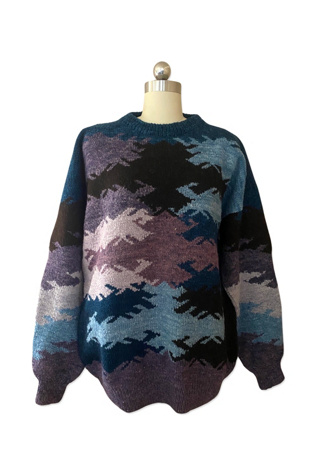 1980s Colorful Hand Knit Oversized Sweater Selected By Ritual Vintage