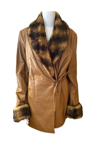 1990s Honey Leather And Faux Fur Jacket Selected By Ritual Vintage