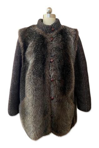 1970s Faux Fur and Knit Winter Jacket Selected By Ritual Vintage