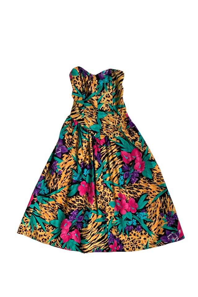 Vintage 1980s Leopard Print Floral Dress Selected by SharpLilTeeth Free People