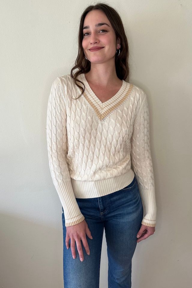 Vintage Cable Knit V-Neck Sweater Selected by Picky Jane #1