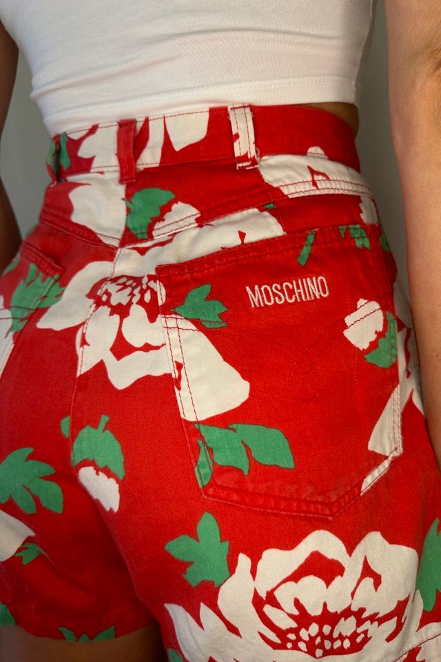 Vintage Moschino Red Printed Cotton Shorts Selected by Picky