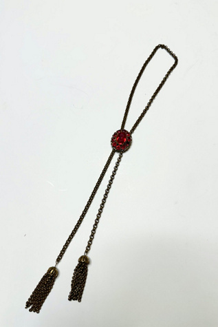 Vintage Gold Tone Chain and Red Glass Bolo Tie Selected by Cherry