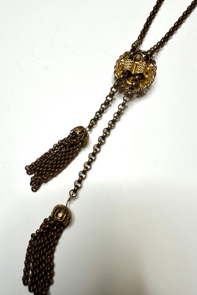 Vintage Gold Tone Chain and Red Glass Bolo Tie Selected by Cherry #3