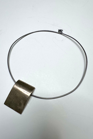 1970s Modernist Choker with Sterling Silver Square Pendant Selected by Cherry