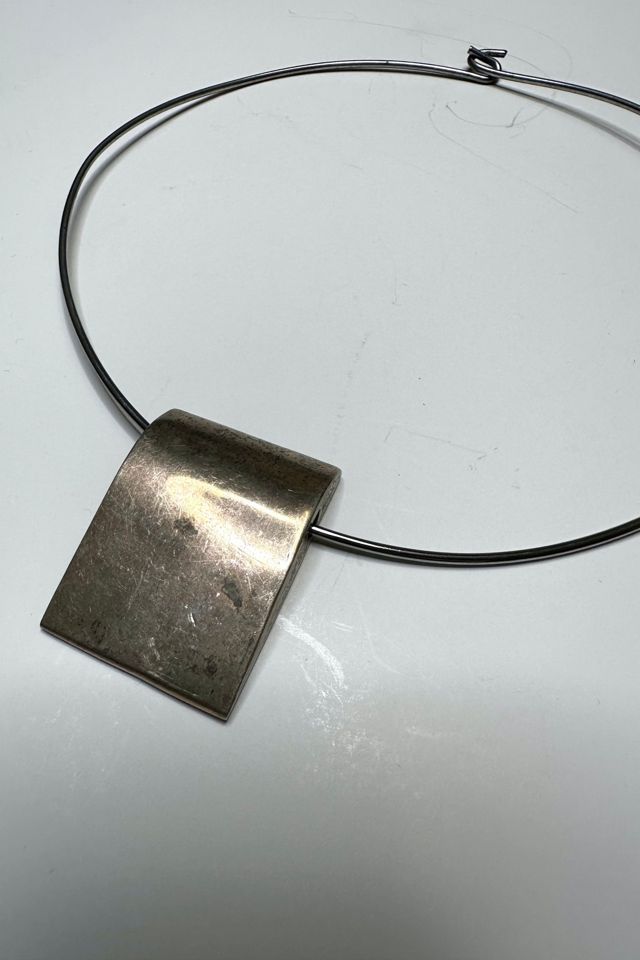 1970s Modernist Choker with Sterling Silver Square Pendant Selected by Cherry #1