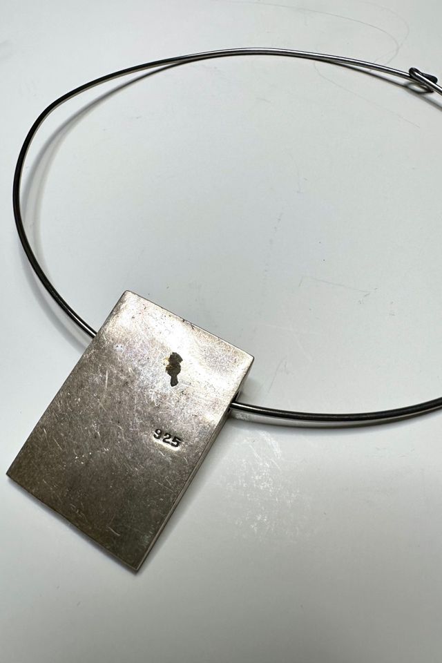 1970s Modernist Choker with Sterling Silver Square Pendant Selected by Cherry #2