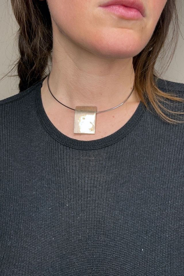 1970s Modernist Choker with Sterling Silver Square Pendant Selected by Cherry #3