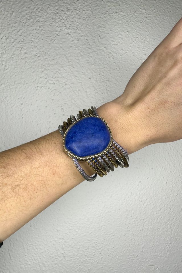 Vintage Zipper Strand Bracelet with Big Blue Stone Selected by Cherry #1