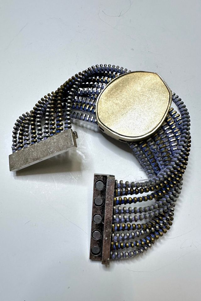 Vintage Zipper Strand Bracelet with Big Blue Stone Selected by Cherry #2