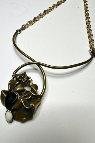 1970s Brass Brutalist Necklace with Pendant Selected by Cherry