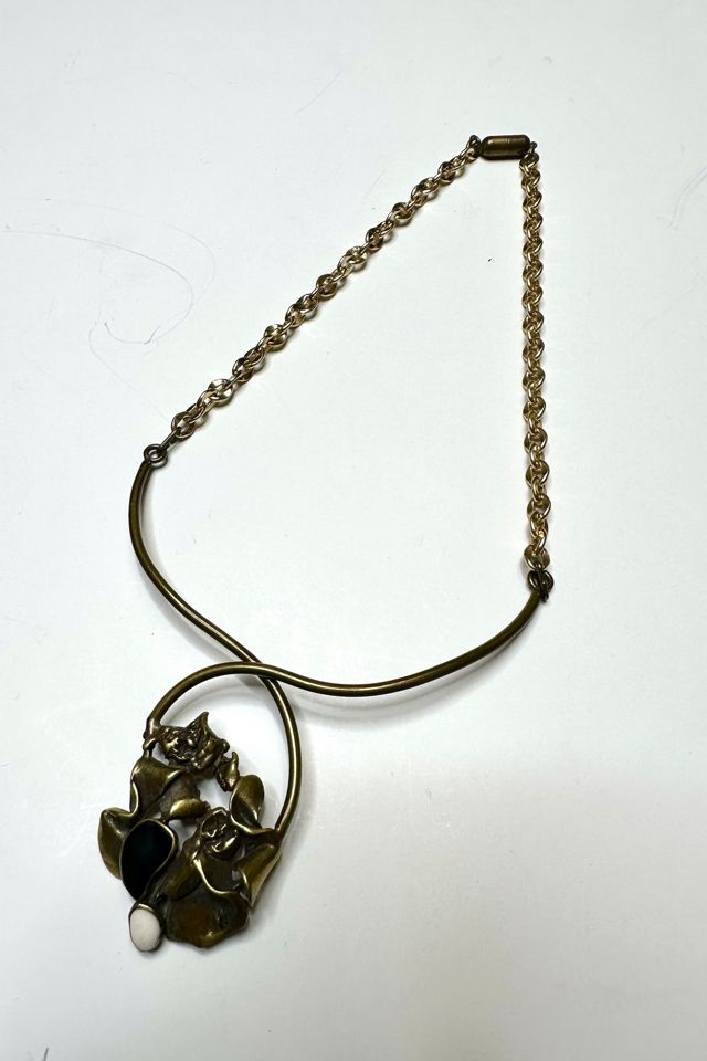 1970s Brass Brutalist Necklace with Pendant Selected by Cherry #1
