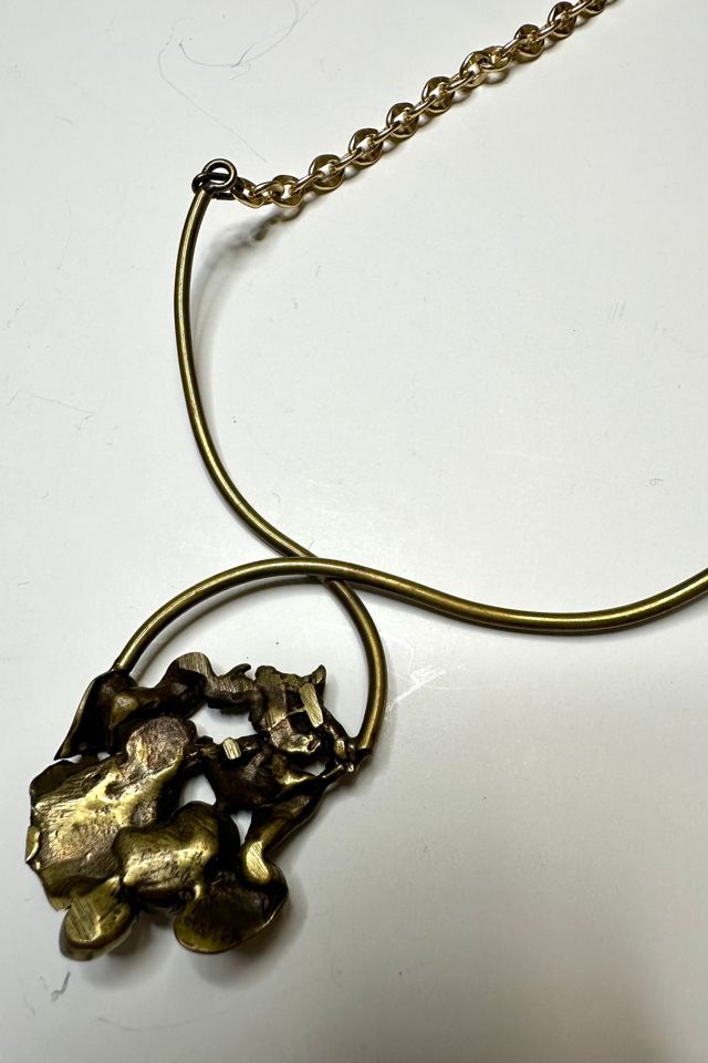 1970s Brass Brutalist Necklace with Pendant Selected by Cherry #2