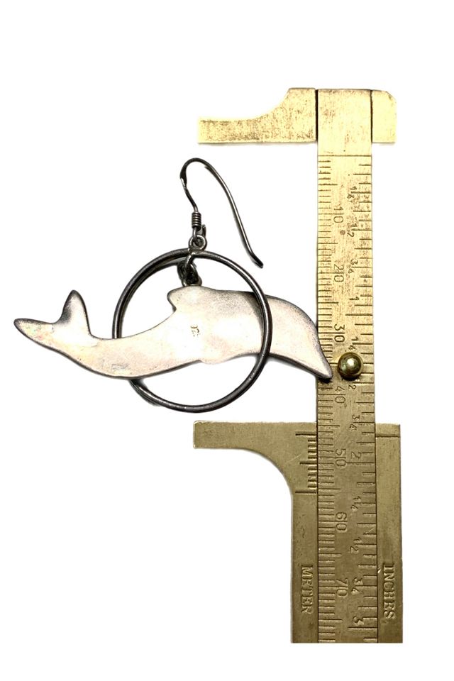 Vintage Sterling Silver Leaping Dolphin Dangle Earrings Selected by Lux Revival #2
