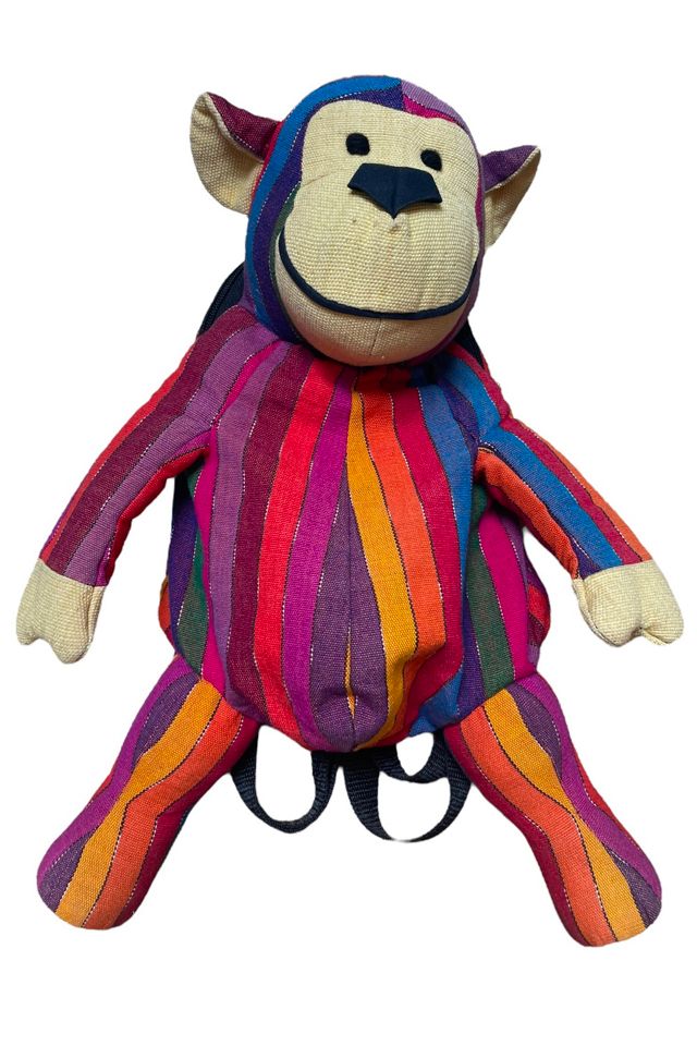 Vintage Rainbow Striped Monkey Backpack Selected by Golyester Vintage