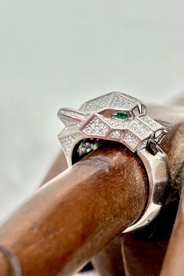 Sterling silver panther ring hot sale
