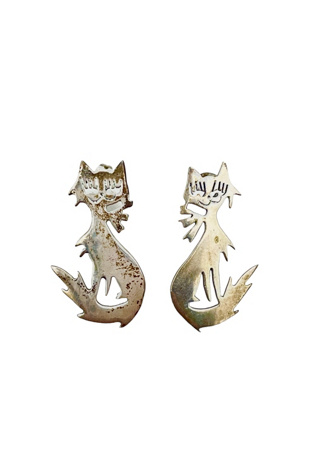 Vintage Silver Pretty Kitty Earrings Selected by BusyLady Baca &  The Goods