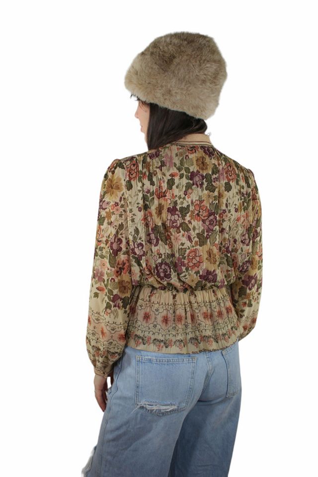 1970s Sheer Floral Cinched Waist Long Sleeve Selected By Moons + Junes Vintage #1
