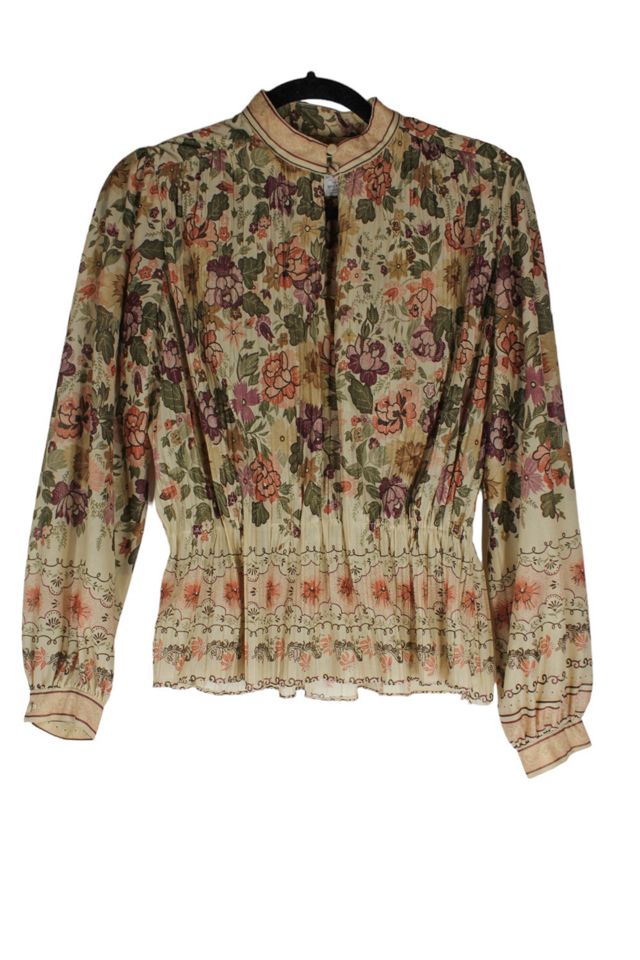 1970s Sheer Floral Cinched Waist Long Sleeve Selected By Moons + Junes Vintage #3
