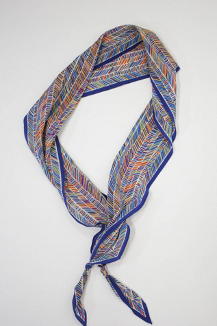 Vintage Blue Boho Skinny Silk Scarf Selected By Moons + Junes Vintage