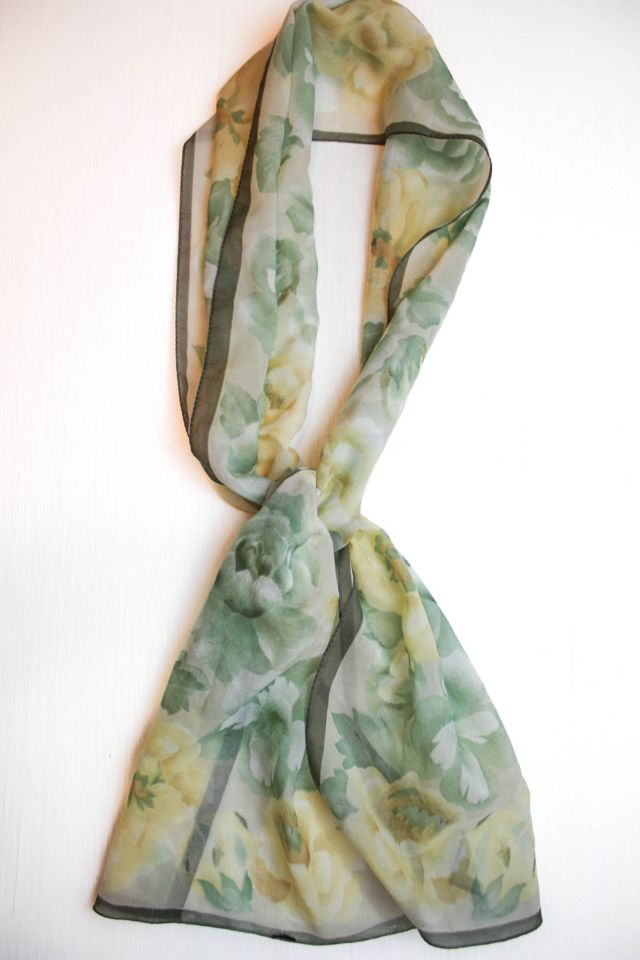 Vintage Rose Floral Silk Scarf Selected By Moons + Junes Vintage #1