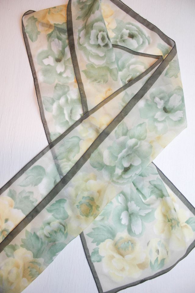 Vintage Rose Floral Silk Scarf Selected By Moons + Junes Vintage #2