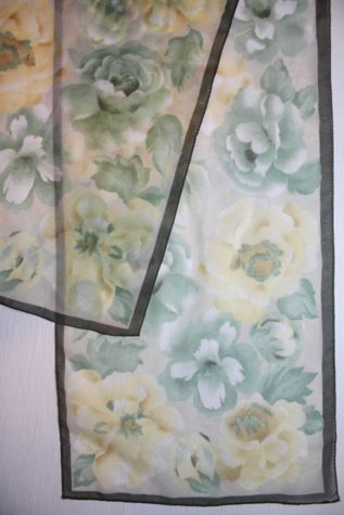Vintage Rose Floral Silk Scarf Selected By Moons + Junes Vintage