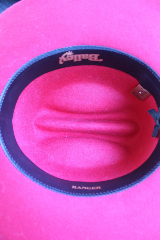 1980s Red Wool Bailey Ranger Western Cowboy Hat Selected By Moons + Junes Vintage #3
