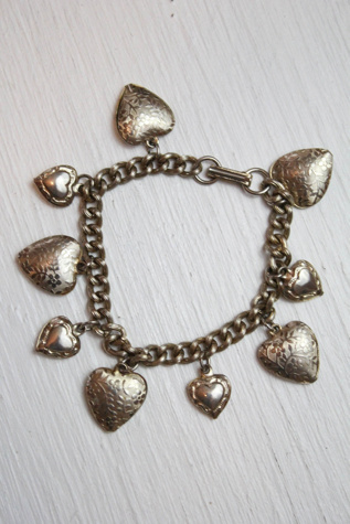 Vintage Heart Locket Charm Bracelet Selected By Moons + Junes Vintage