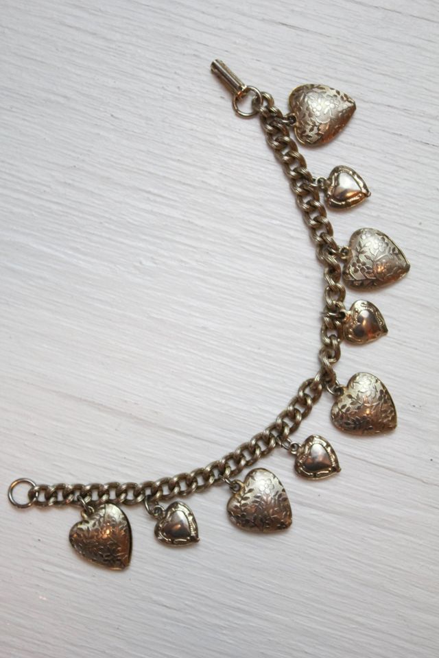 Vintage Heart Locket Charm Bracelet Selected By Moons + Junes Vintage #2
