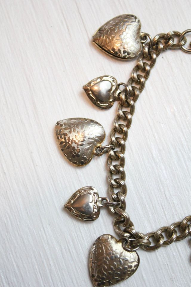 Vintage Heart Locket Charm Bracelet Selected By Moons + Junes Vintage #3