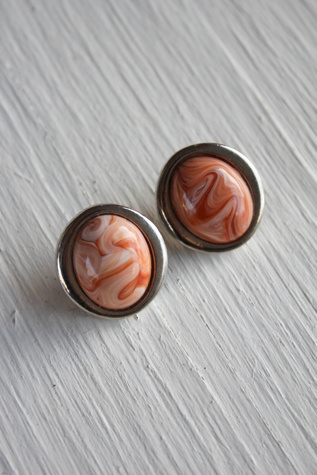 1960s Vintage Desert Swirl Silver Stud Earrings Selected By Moons + Junes Vintage