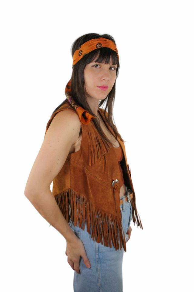 1970s Ms. Pioneer Western Fringe Suede Vest Selected By Moons + Junes Vintage #1