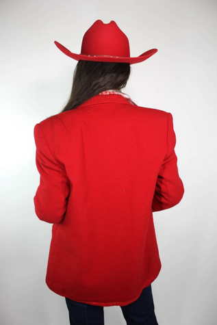 Женская куртка Moons + Junes Vintage 1980s Red Wool Brooch Blazer Jacket Selected, цвет: Красный — фото 4