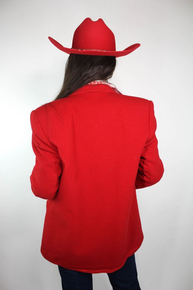 1980s Red Wool Brooch Blazer Jacket Selected By Moons + Junes Vintage #3
