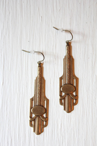 Женские серьги Moons + Junes Vintage Art Deco Gold Dangle Selected, цвет: Разноцветный — фото 1