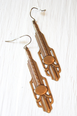 Женские серьги Moons + Junes Vintage Art Deco Gold Dangle Selected, цвет: Разноцветный — фото 2