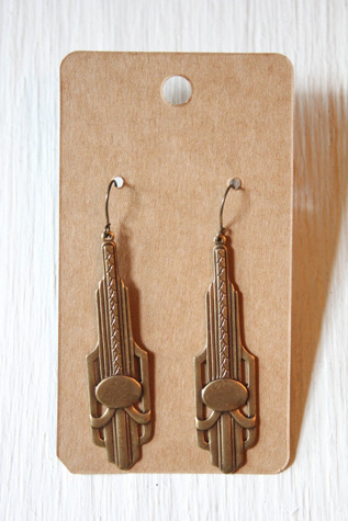 Женские серьги Moons + Junes Vintage Art Deco Gold Dangle Selected, цвет: Разноцветный — фото 3