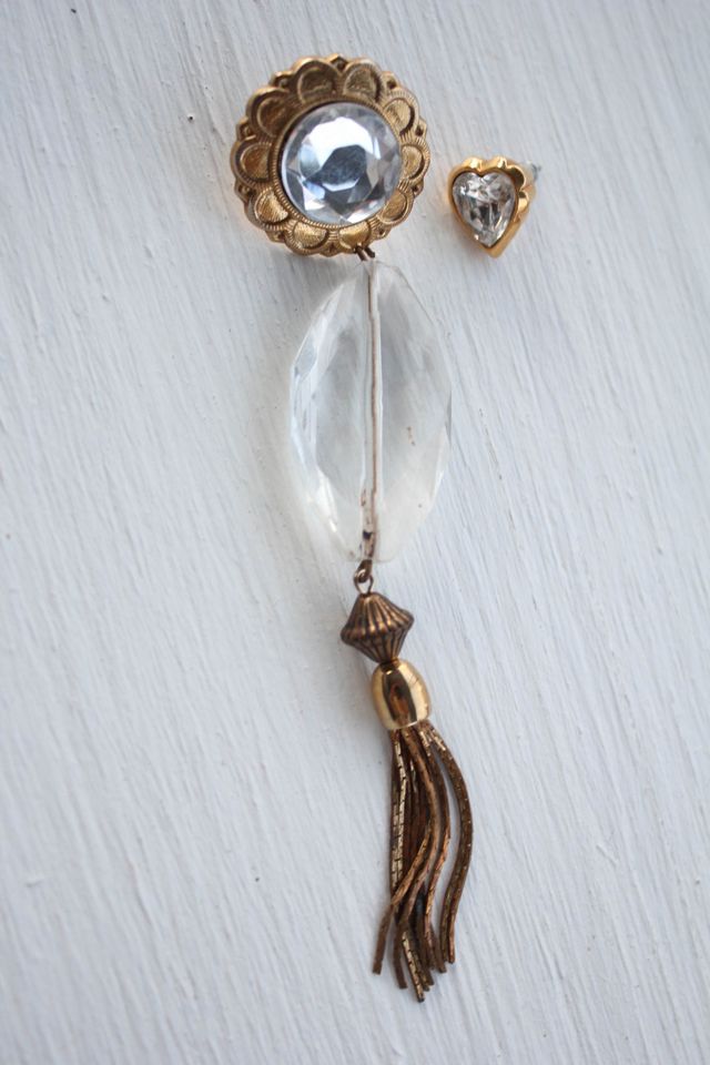 Upcycled Vintage Art Deco Gold Crystal Earrings Selected By Moons + Junes Vintage #2